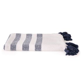 Imagem do produto Manta Multiusos Algodão 150x200cm Riscas Branca e Azul