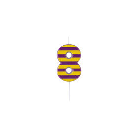 Imagem do produto Vela de Aniversário Nº8 7cm Roxa e Amarela Dots & Stripes 