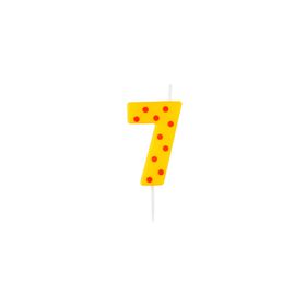 Imagem do produto Vela de Aniversário Nº7 7cm Amarela e Laranja Dots & Stripes 