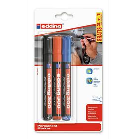 Imagem do produto Marcador Permanente 300 de Tinta Preta, Azul e Vermelha