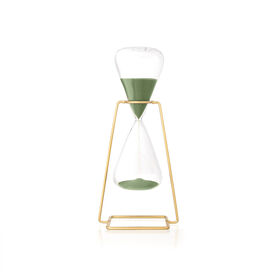 Ampulheta com Suporte Metal e Vidro 20cm Verde product image
