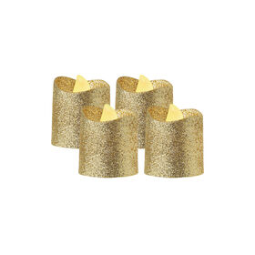 Imagem do produto Velas Pilares LED 5cm Douradas com Glitter