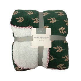 Imagem do produto Manta Borreguito 200x220cm Folhas Verde Bohotanic