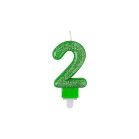 Imagem do produto Vela de Aniversário Nº2 9cm Verde Glitter 