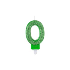 Imagem do produto Vela de Aniversário Nº0 9cm Verde Glitter