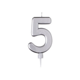 Imagem do produto Vela de Aniversário Nº5 15cm Prateada