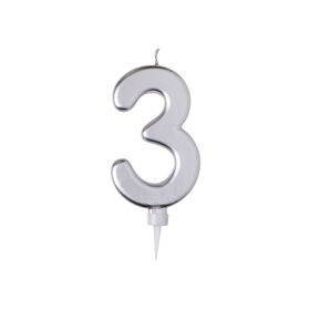 Imagem do produto Vela de Aniversário Nº3 15cm Prateada
