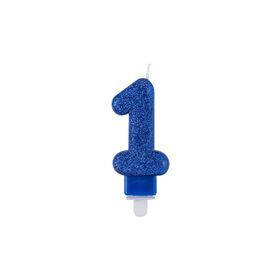 Imagem do produto Vela de Aniversário Nº1 9cm Azul Glitter