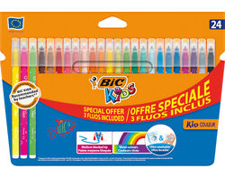 Imagem do produto marcadores fluorescentes de colorir kids bic ponta média lavavel pack 24 unidades