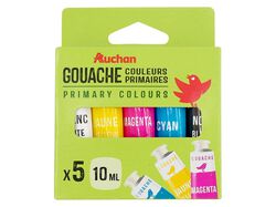 Imagem do produto 5 guaches com cores primárias auchan 10ml