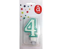 vela de aniversário actuel branco com rebordo azul número 4 product image