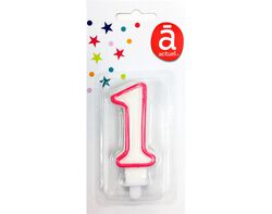 vela de aniversário número 1 actuel branco com rebordo colorido product image