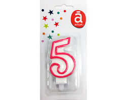 vela de aniversário número 5 actuel branco com rebordo colorido product image
