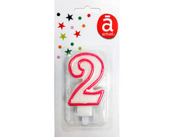 vela de aniversário número 2 actuel branco com rebordo colorido product image