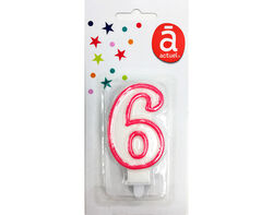 vela de aniversário número 6 actuel branco com rebordo colorido product image