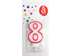 vela de aniversário número 8 actuel branco com rebordo colorido product image