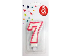 vela de aniversário número 7 actuel branco com rebordo colorido product image