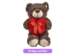 Imagem do produto urso de peluche one two fun com coração 25cm cores sortidas