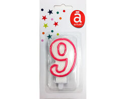 vela de aniversário número 9 actuel branco com rebordo colorido product image