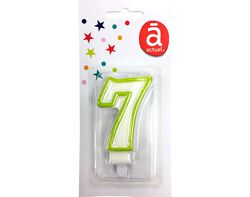 vela de aniversário actuel branco com rebordo verde número 7 product image
