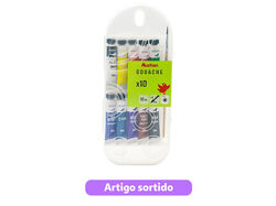 Imagem do produto 10 tubos de guache e pincel nº8 auchan 10ml