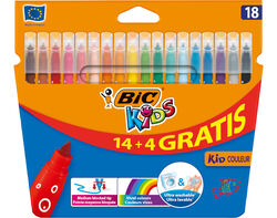 Imagem do produto marcadores de colorir kids bic ponta média lavable pack 18 unidades