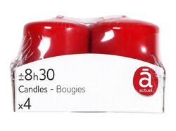Imagem do produto velas não perfumadas actuel vermelha 38x50mm pack 4 unidades