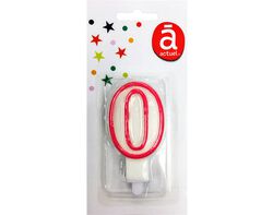 vela de aniversário número 0 actuel branco com rebordo rosa product image
