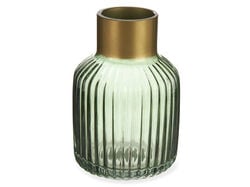 Imagem do produto vaso vidro riscas giftdecor dourado-verde peq