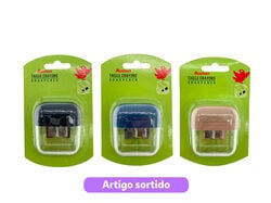 Imagem do produto apara-lápis auchan 2 entradas com depósito cores sortidas