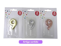 Imagem do produto vela aniversário nº9 actuel cores sortidas