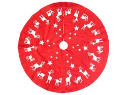 Imagem do produto saia árvore natal vermelha 100 verm rena/estrela 1m