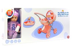 boneco bebé com carrinho one two fun 33cm product image