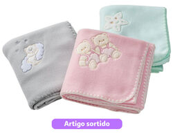 Imagem do produto manta polar para bebé j.m.duarte com bordado 90x90cm cores sortidas