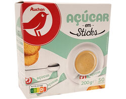 Imagem do produto açúcar auchan branco em sticks 50un 200g