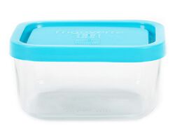 caixa hermética frigoverre vidro com tampa azul 13x10cm product image