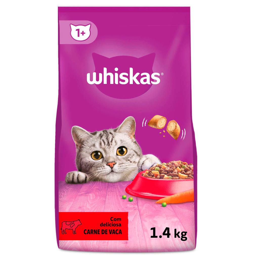 Imagem do produto Whiskas ração para gatos adultos sabor a vaca 1400g