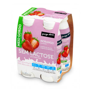 Imagem do produto Iogurte Líquido sem Lactose de Morango Pingo Doce - Pack 4