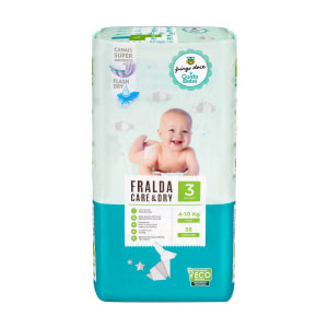 Imagem do produto Fraldas Care & Dry Tamanho 3 (4-10 Kg) Pingo Doce - 56 un