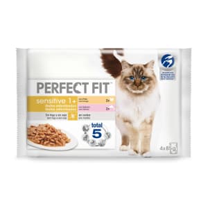 Imagem do produto Ração Seca para Gato Sabor Galinha e Salmão Sensitive 1+ Perfect Fit