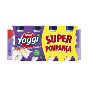 Imagem do produto Iogurte Líquido sem Lactose de Morango e Banana Yoggi - Pack 8